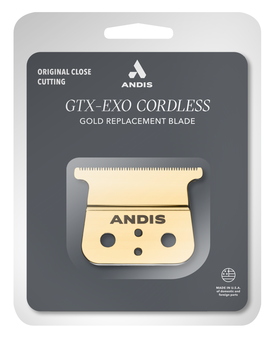 Goldener Trimmer-Ersatzklinge in Verpackung